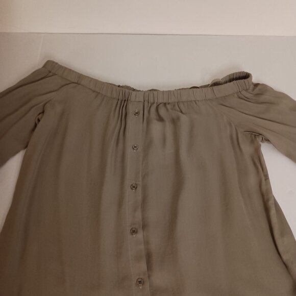 Bella Dahl Women’s Olive Green Off-the-Shoulder High-Low Top Size L Large NWT - Picture 4 of 16